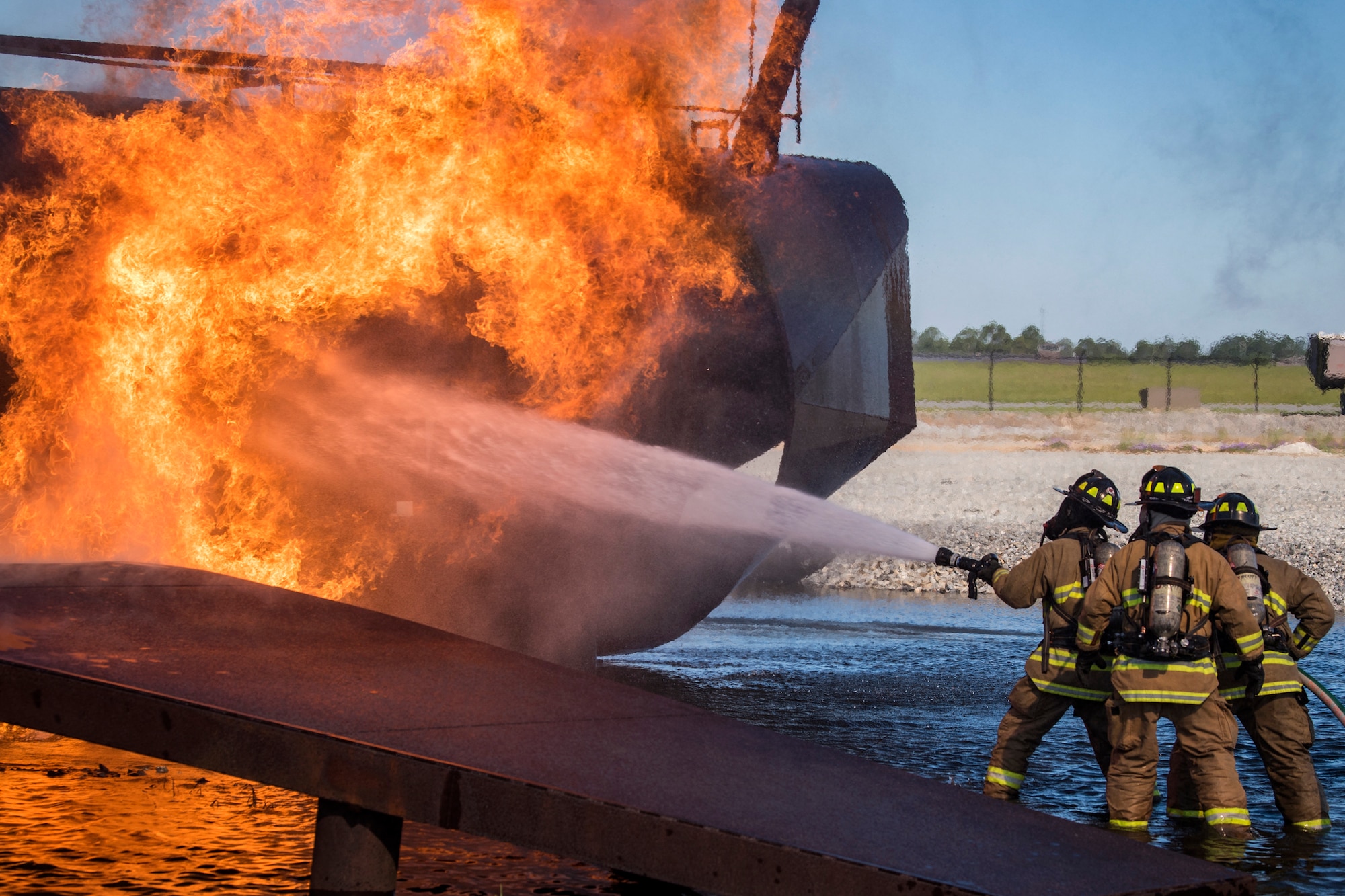 Firefighters combine forces, improve life-saving skills > Air Force > Article Display